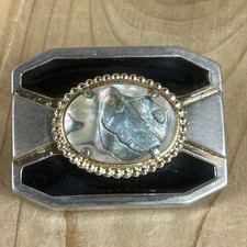 Abalone Shell Belt Buckle Vintage Mexican Artisan 1.5x2.25 Inch