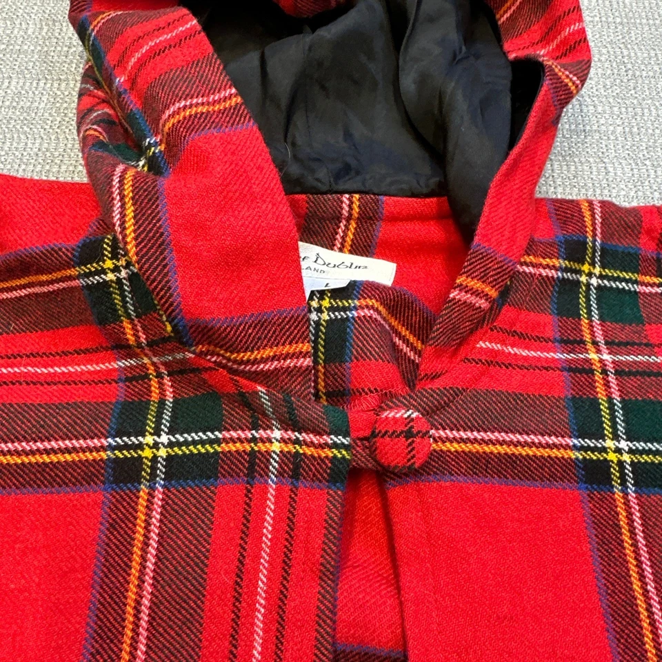 Poncho O'Neil of Dublin Grande Rojo a Cuadros Capa Irlandesa Con Capucha Mezcla de Lana Foto 3 de 4