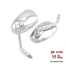 Universal 10mm Chrome Motorcycle Rear View Side Mirrors Handle Oval Silver Oval