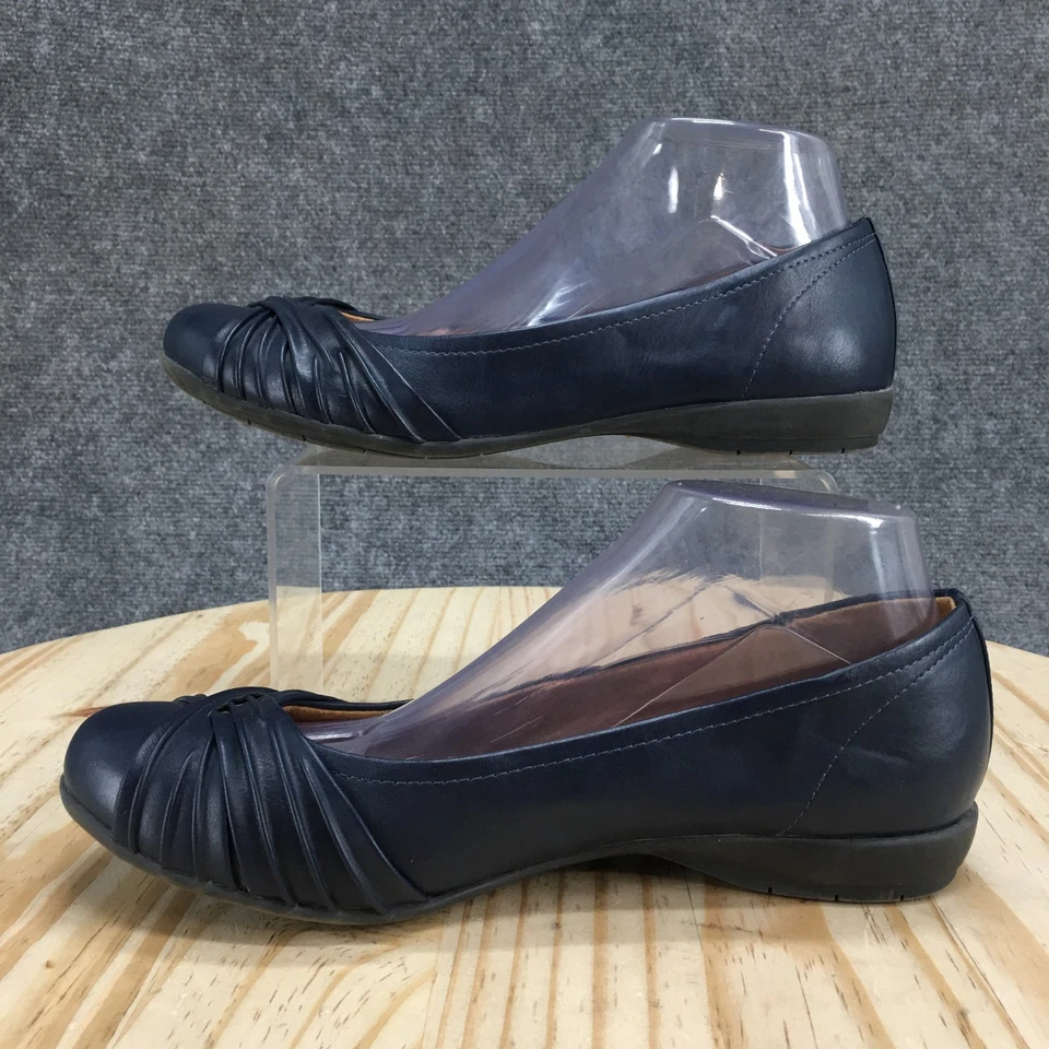 Zapatos planos de ballet naturales para mujer 9M femeninos informales sin cordones azules imitación cuero Foto 2 de 4