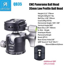 35mm Low Profile Ball Head All Metal CNC Tripod Head for DSLR Tripod Monopod