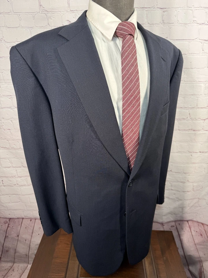 TALLIA UOMO Mens Navy Blue BIG & TALL Wool 2pc Suit 48R Jacket 39x30 Pant - Image 4 of 4