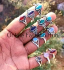 Turquoise & Mix Gemstone 925 Sterling Silver Plated Rings Lot Wholesale Jewelry