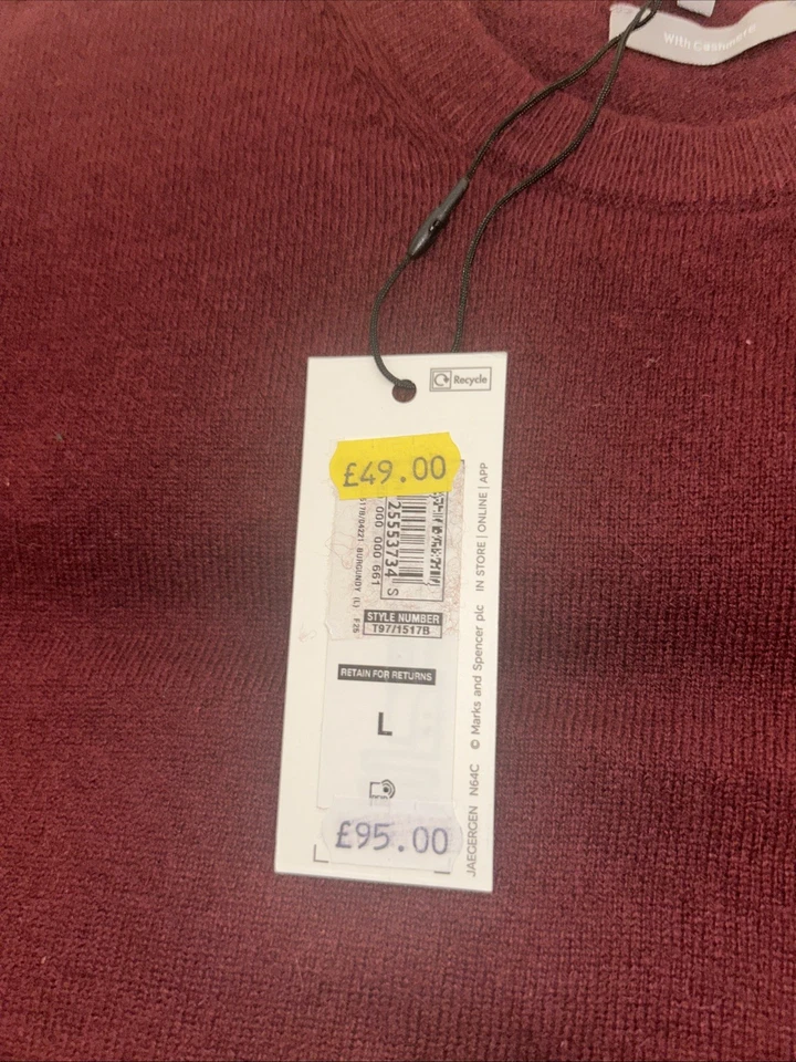 Gents JAEGER sweater Size Large Burgundy Sheer Luxury Wool and Cashmere - Image 2 of 4