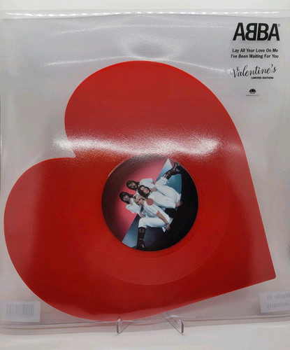 ABBA Lay All Your Love On Me Heart Shaped Valentines 12" Red Vinyl - Picture 1 of 2