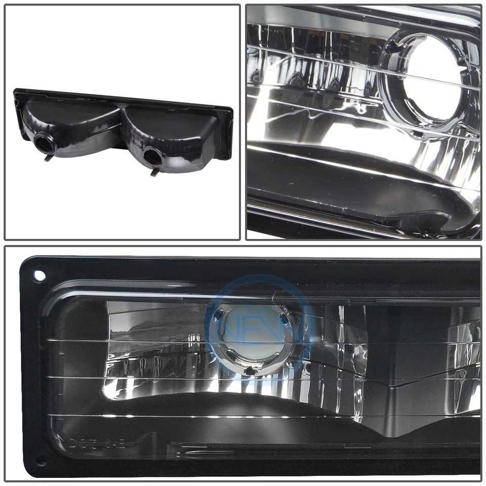 CONJUNTO DE LÂMPADA DE SETA PARA ESTACIONAMENTO LENTE PRETA PARA 88-98 CHEVY GMT400 C/K - Imagem 2 de 2