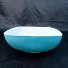 🔵 Pyrex Bowl Blue Robin Egg Blue 9x9 Square Deep Dish Vintage Pyrex