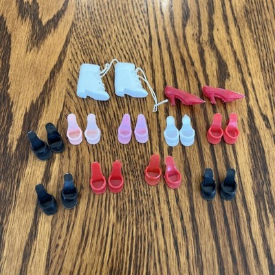 Vintage 60s 70s Hong Kong HK Barbie Open Toe Heels Mules Red Pink Black White