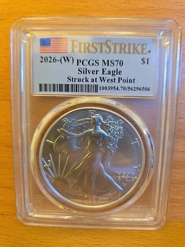 2026 (W) $1 American Silver Eagle 1 oz PCGS MS70 FS First Strike Flag Label 5e