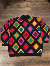 Vintage Rafaella Sweater Women’s 2XL Color Block 80’s granny core