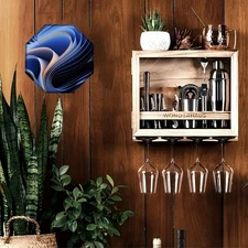 Blue Curves Abstract Tin Sign, Modern Style