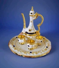 💕Miniature Teapot Dollhouse Barbie Metal Tea Pot Set Scale 1:12 5pc Toy Trinket