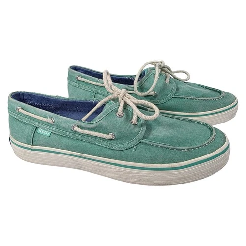 Keds Canvas Boat Shoes Teal Seafoam Nautical Sneakers Women’s US 8 Moc Toe