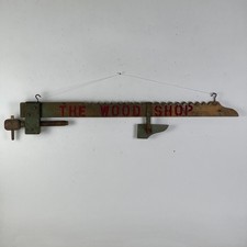 Unique Vintage Wood Shop Carpenter Double Sided Trade Sign