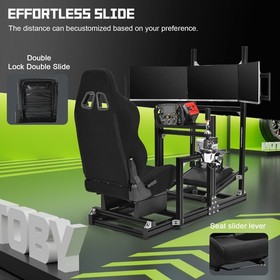 Hottoby 4080 Aluminum Racing Sim Cockpit With Triple Monitor Stand&Seat Fit G920