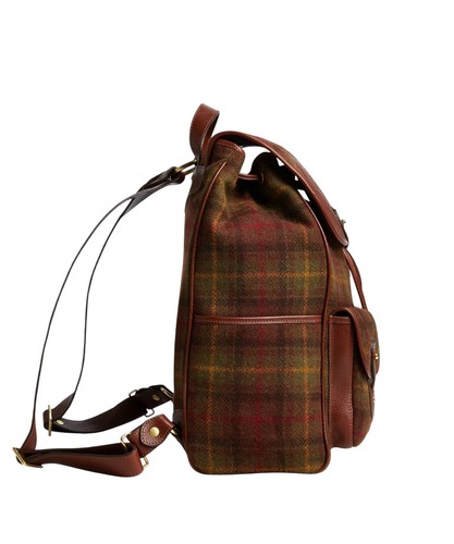 Men's Ghurka Chestnut Plaid Wool Leather Blazer No. 278 Backpack New $1495 - Picture 3 of 6