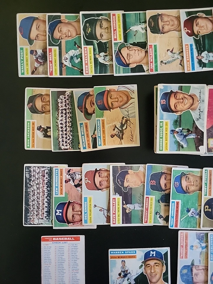 Arranque cargado de béisbol Topps 1956 - 146 diferentes - Snider Spahn Ford Robinson Foto 3 de 4