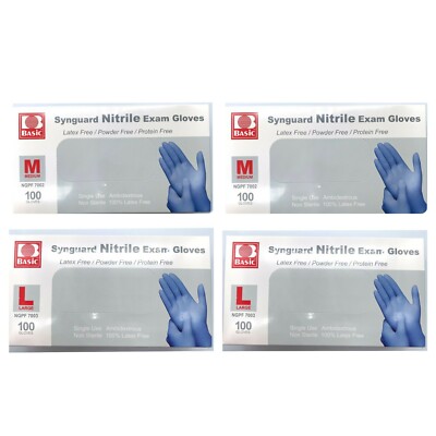 Synguard Nitrile Exam Gloves Powder-Free Blue medium and large (4x 100/Bx)