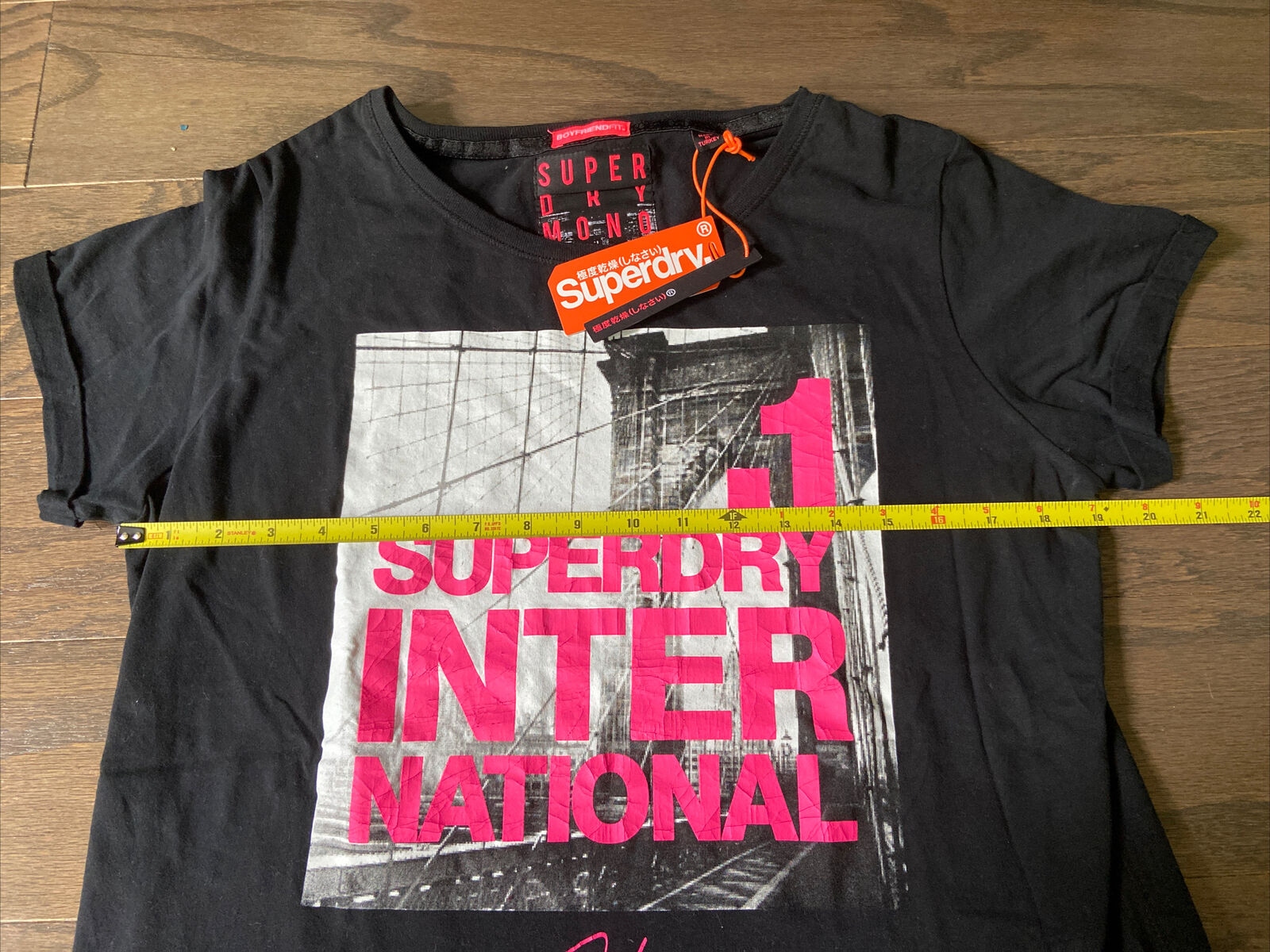 New With Tags Superdry International Black Monochrome Project Boyfriend Fit
