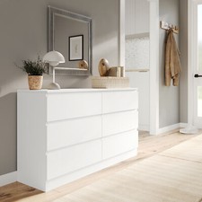 Wooden Chest of 6 Drawers Bedroom Furniture Storage Bedside Table Modern Cabinet