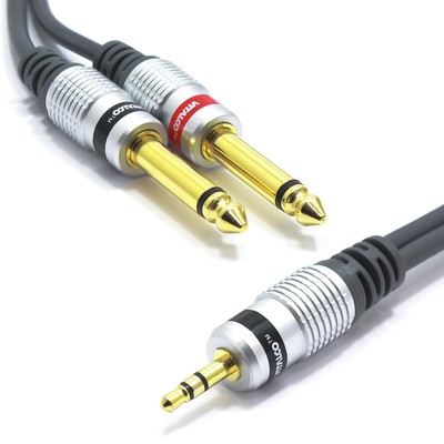 3.5mm auf 2x 6.3mm Klinke Kabel 3m 3.5 Stereo Aux zu Dual große Mono 6.35mm K...