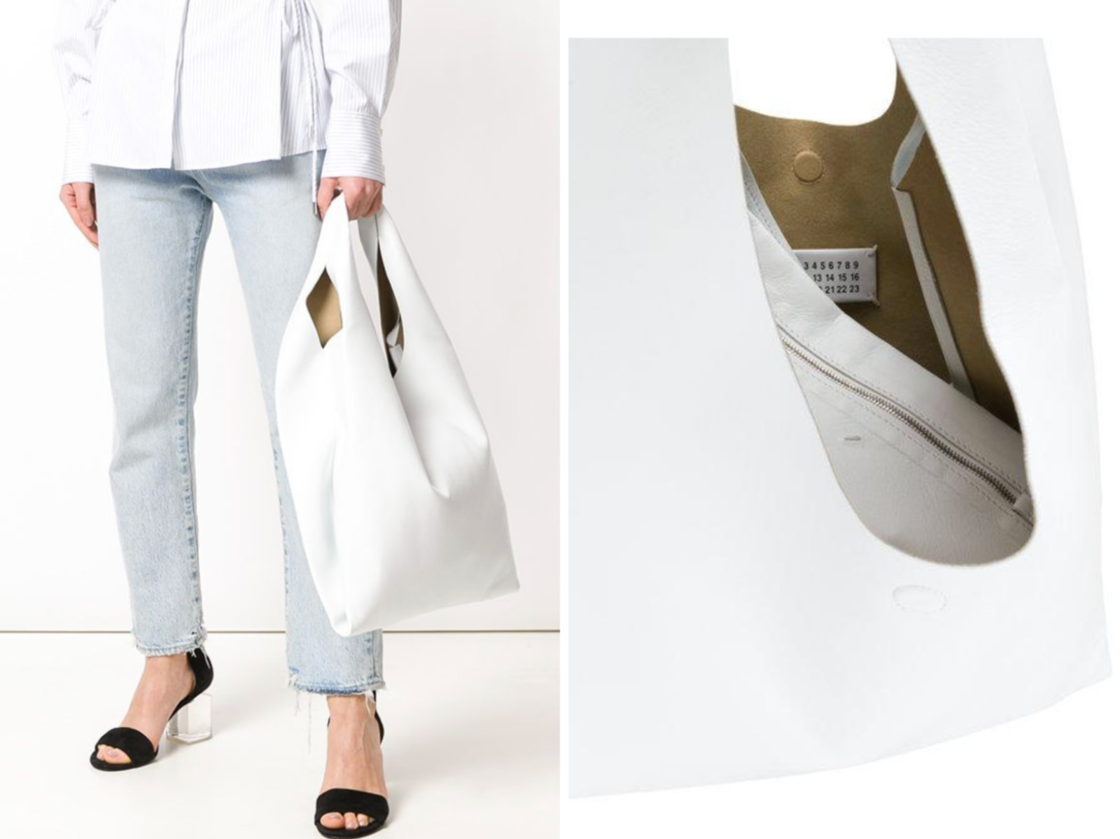 Maison Margiela Leather Bag with Pouch Oversized Shopper Tote Weekender Bag
