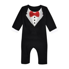 Baby Black Tuxedo Outfit One Piece For Boys Size 6-12 Months