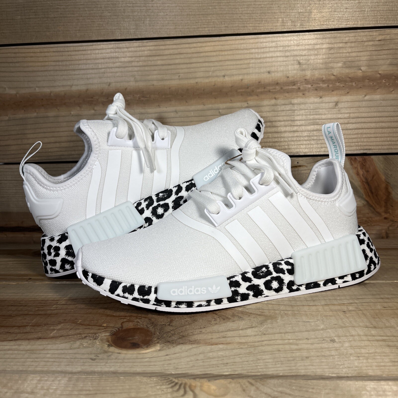 NEW Womenâs 7 - Adidas NMD_R1 W Leopard White Black Comfort Running 