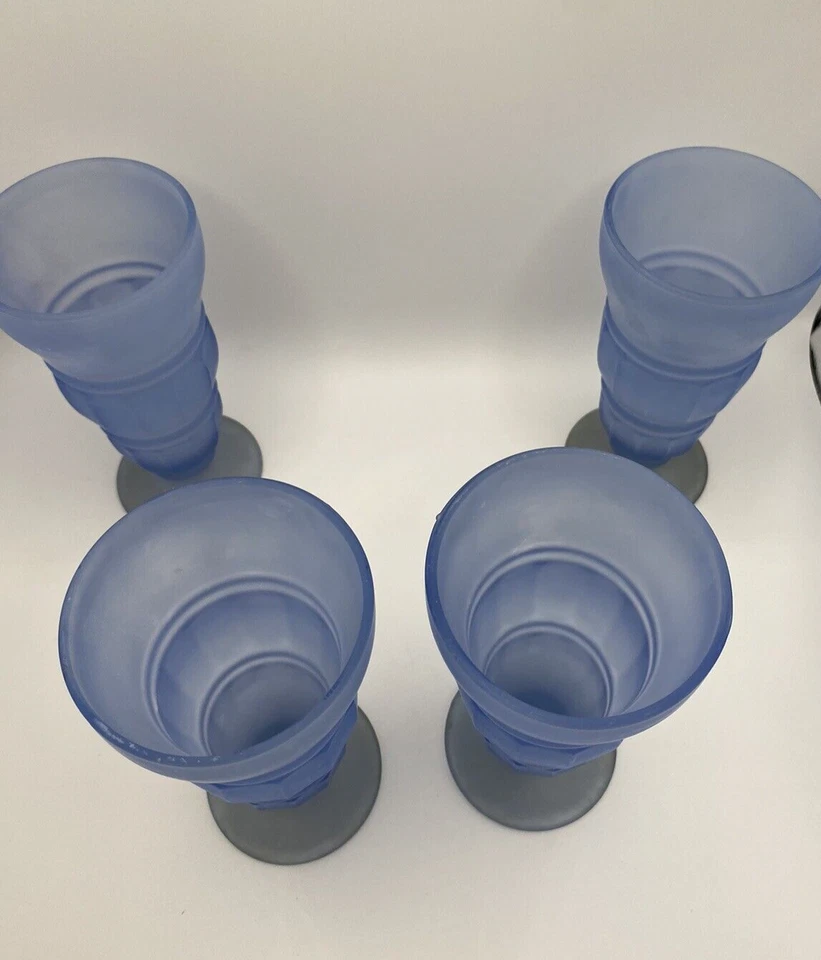 De colección Indiana Vidrio Esmerilado Azul Helado Soda Helado Parfait Vasos-Juego de 4 Foto 3 de 4