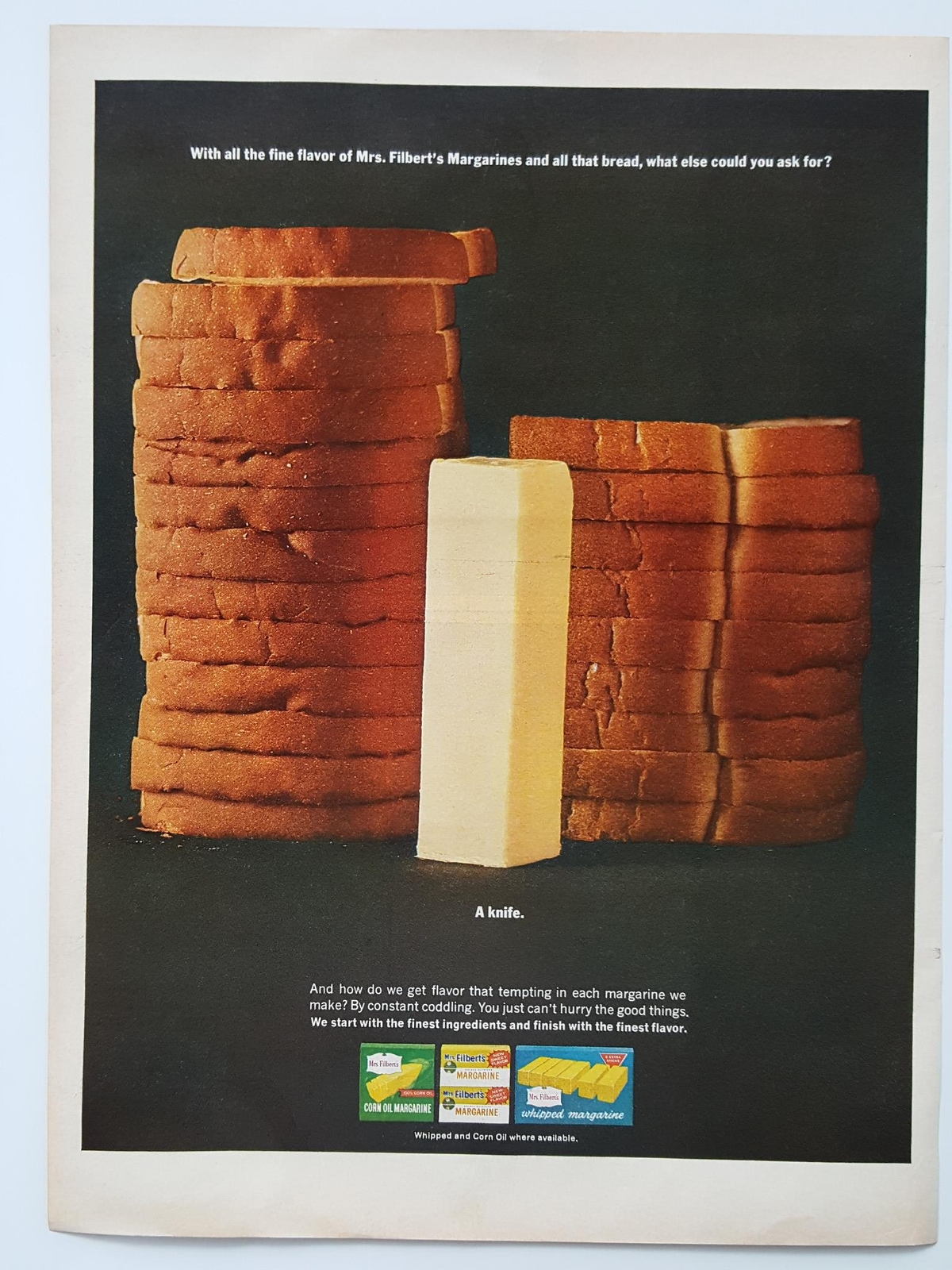 1963 Mrs. Filbert's Margarine Corn Oil Sliced Bread Butter Vtg Magazine