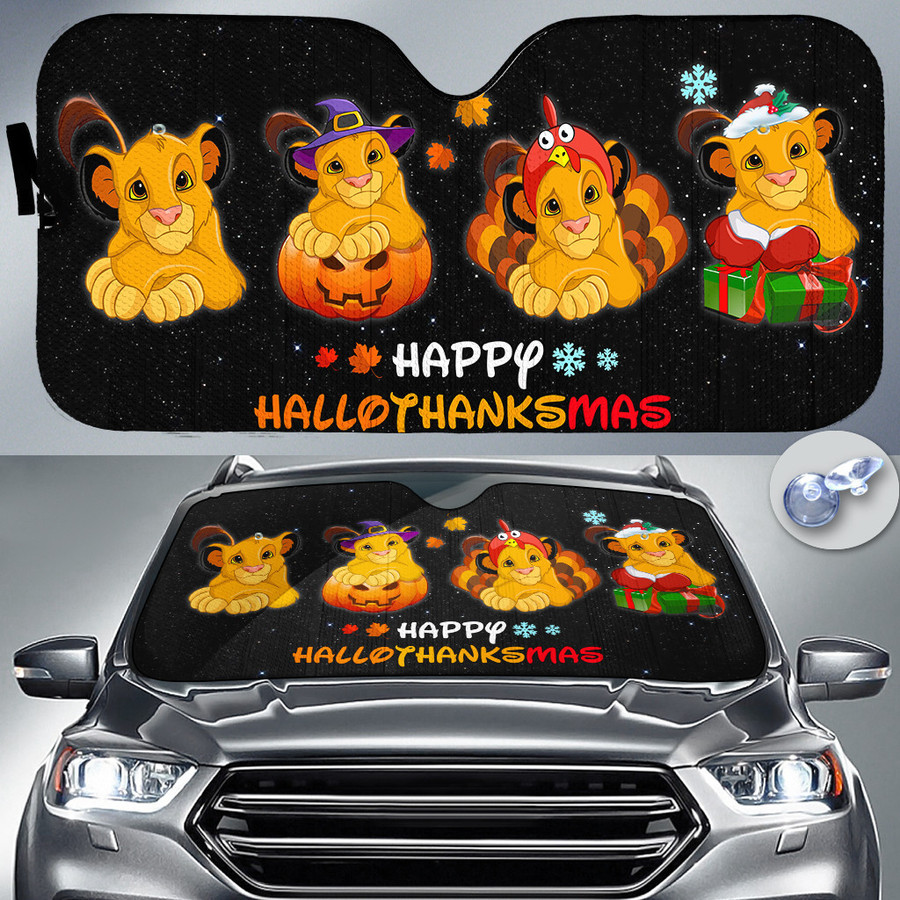 Simba Lion Happy Hallothanksmas Disney Car Sun Shade