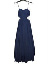 La Femme Navy Blue Gown Prom Dress Cut Outs Open Back Size 00