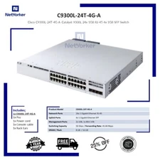 Cisco C9300L-24T-4G-A Catalyst 9300L 24x 1GB 4x 1GB SFP Switch-Same Day Shipping