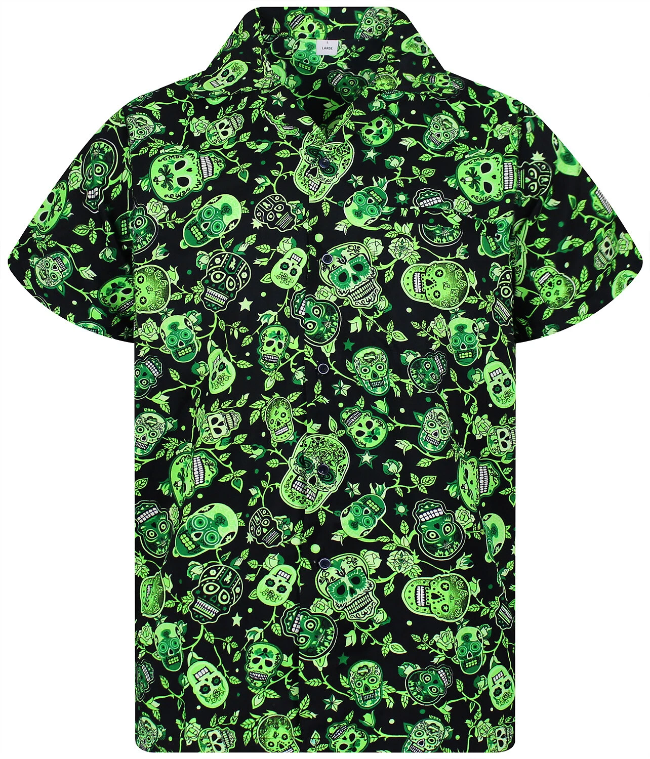 Funky Hawaiian Shirt Skull Green Different Sizes