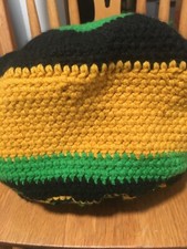 Handmade Crochet SLOUCHY Beanie Hat Cap RASTA JAMAICAN