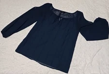 AB Studio-Blue cold shoulder light weight blouse sz S