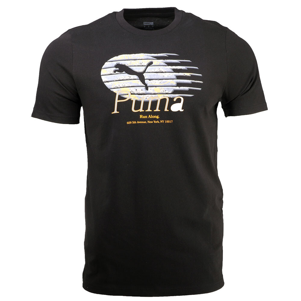 Футболка с коротким рукавом и круглым вырезом от спонсора Puma Nyc Long Run, мужские черные повседневные топы