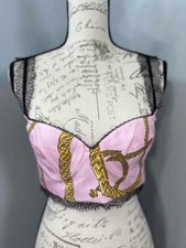 NWT GIANNI VERSACE Twill Silk Lace Strap BraT...
