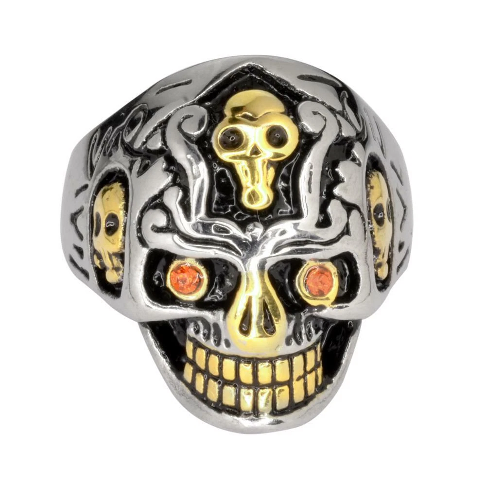 Skull ring 2024 with ruby eyes