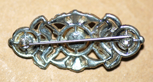 Faux Pearl Rhinestone Brooch Pin Wine Glass Marking Party 1950's Costume Jewelry - Picture 3 of 14