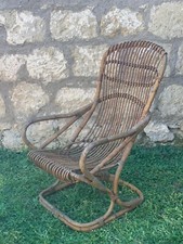 Poltrona in rattan e bambù Tito Agnoli vintage