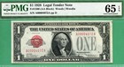 LOW FOUR DIGIT SERIAL - A 00004072 A - 1928 $1 USN - Fr 1500 - PMG GEM 65 EPQ — photo 1