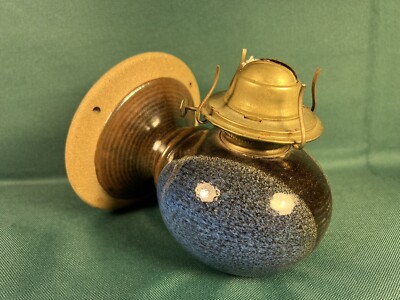Pottery Oil Lamp Wall Sconce w/ Eagle Burner