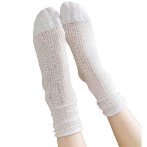 5 Pairs Women Mesh Rolled Edge Crew Socks Summer Thin Loose Comfy Short Socked - Picture 5 of 16