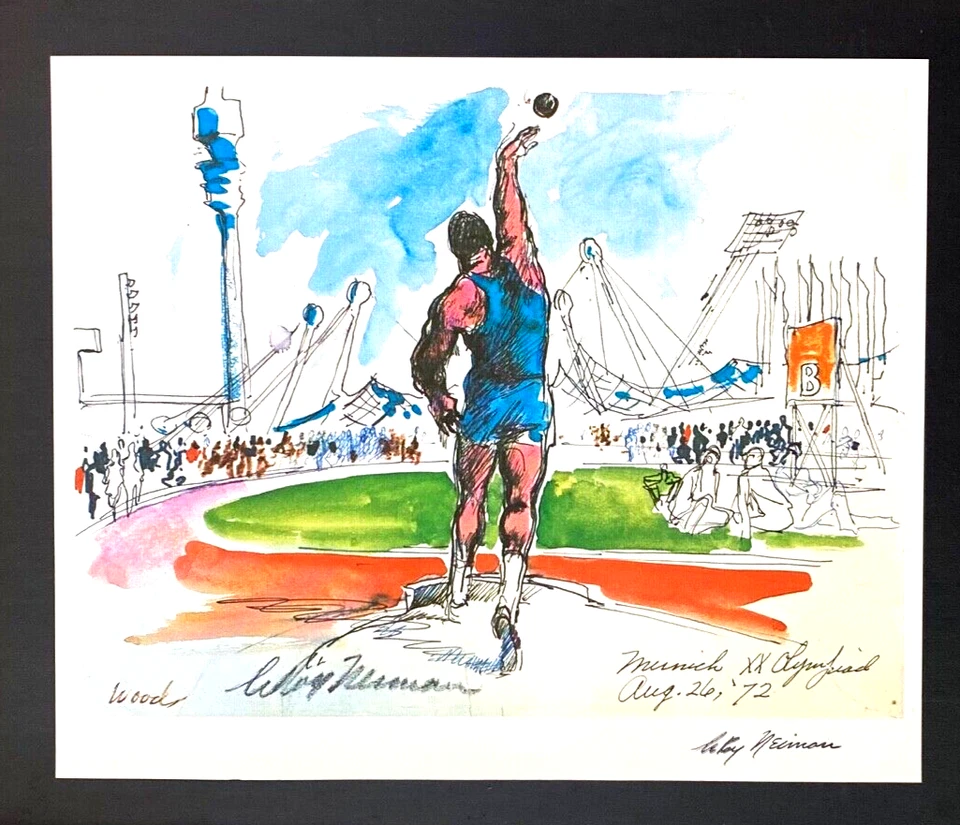 LEROY NEIMAN + Juegos Olímpicos 1972 DE COLECCIÓN IMPRESIÓN FIRMADA ENMARCADA + MUNICH + Foto 2 de 3