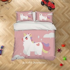 3D Unicorn Cloud Kids Pink Quilt Cover Set Duvet Cover Bedding Pillowcases