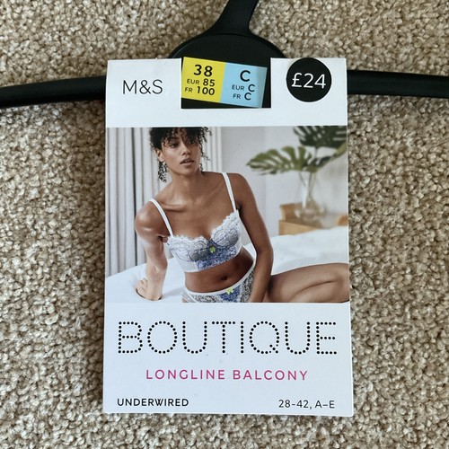 PVP £24 Talla 38C Boutique Bonito Linea Encaje Longline Balcón Bustier Sujetador Blanco - Imagen 2 de 8