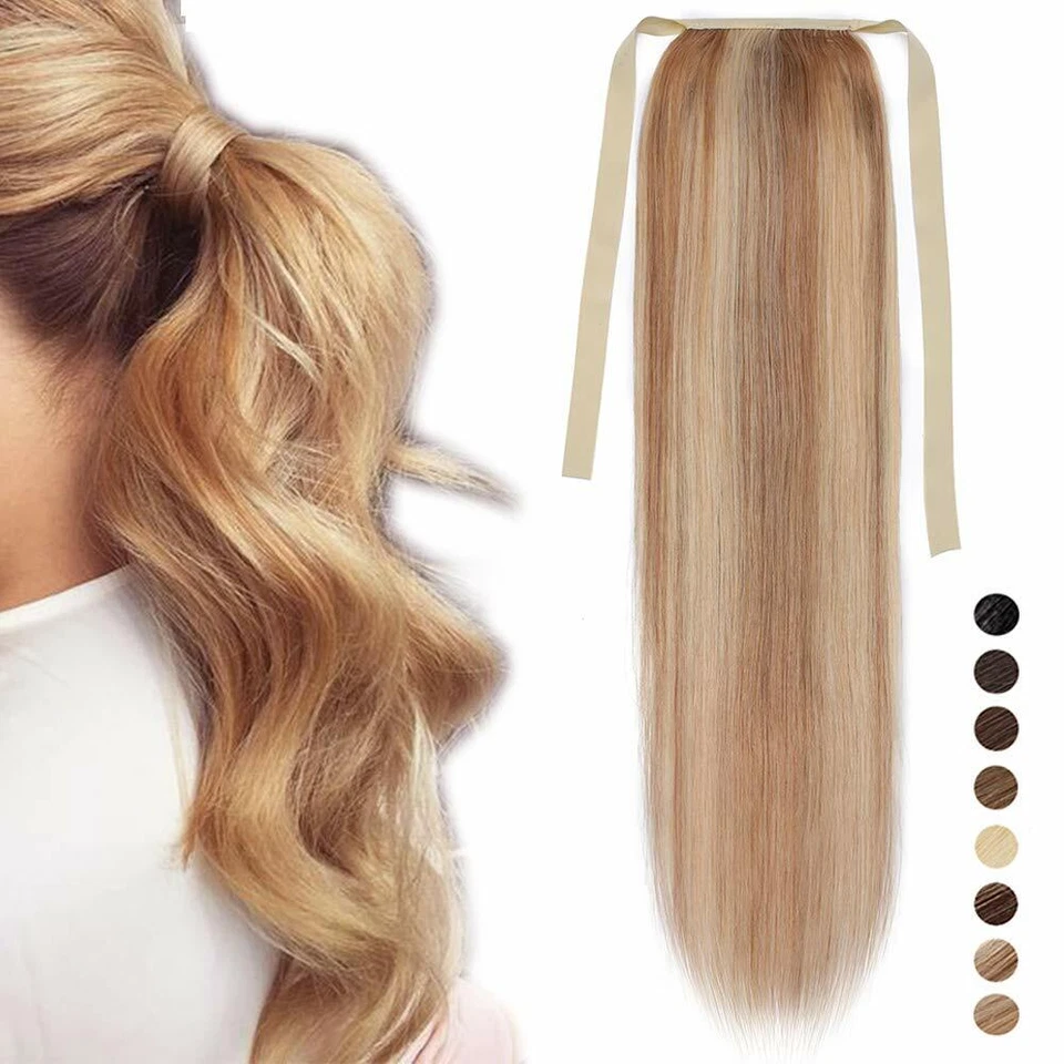 Real 100% Human Hair Ponytail One Hair Piece Remy Clip in Hair Extensions 100g - Image 3 of 4