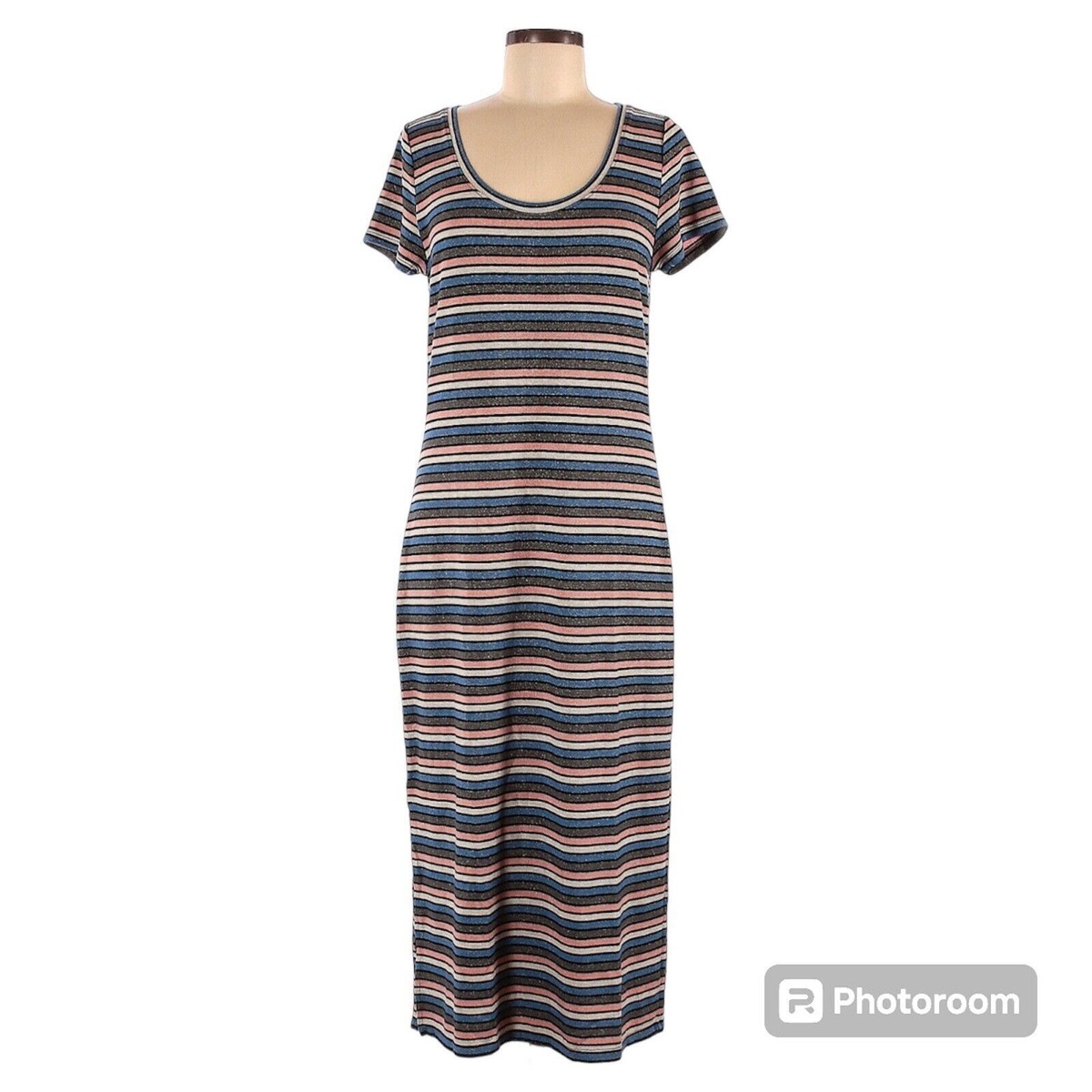 LOFT Stripped Sweater Dress Short Sleeve Maxi Size M Metallic Pink Blue | eBay LOFT Stripped Sweater Dress Short Sleeve Maxi Size M Metallic Pink Blue | eBay