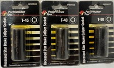 Performance Tool Recessed Star Brake Caliper Sockets Set Of 3. T-40 T-45 T-50